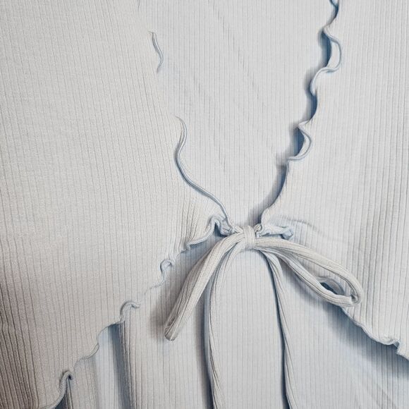 4X 26W Torrid Blue Cami Shrug Set Rib Lettuce Edge Fitted Supersoft Stretch 90s - Picture 6 of 12